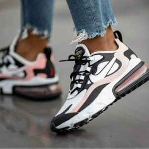 Nike Women’s Air Max 270 React Black/White-Bleached Coral Athletic Shoes size 9